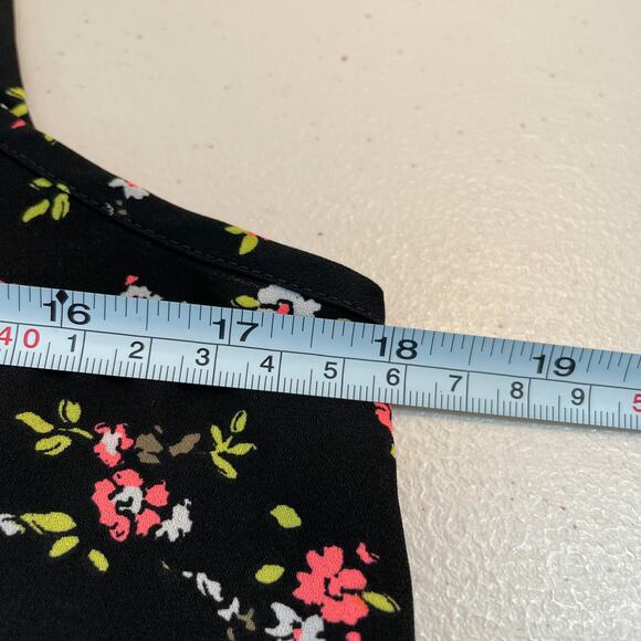 Express Black Floral Open Back Tank S - Picture 7 of 8